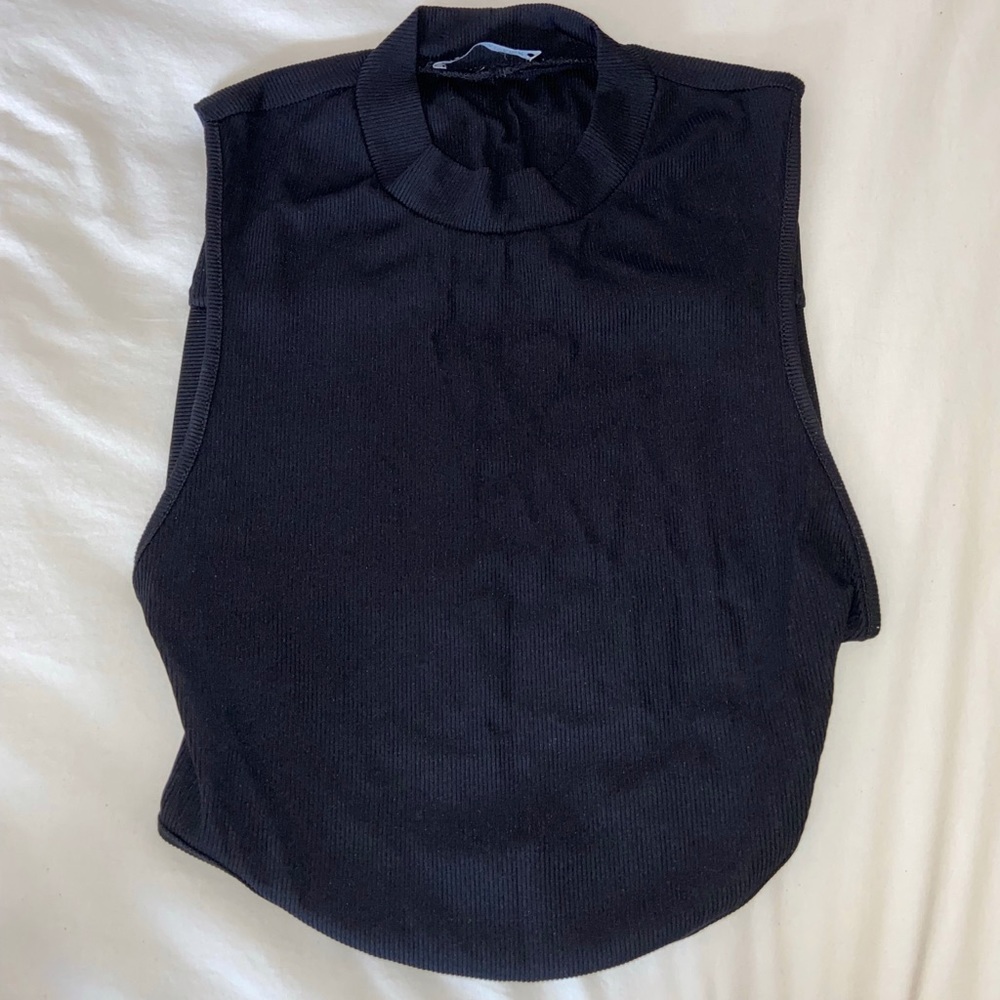 Zara Black Backless Mock Neck Sleeveless Top